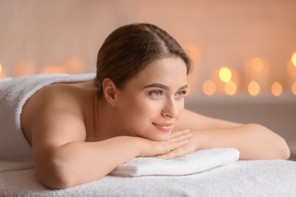 A spa treatment room prepared for a guest